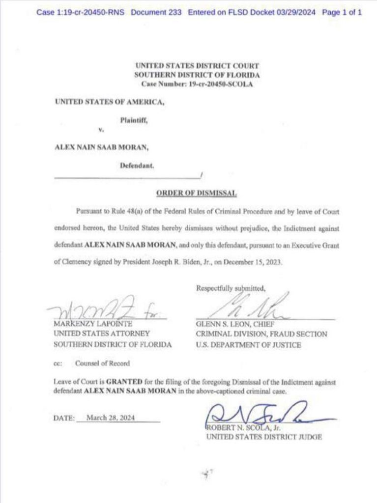 Juez de Florida firma desestimación de cargos contra Alex Saab