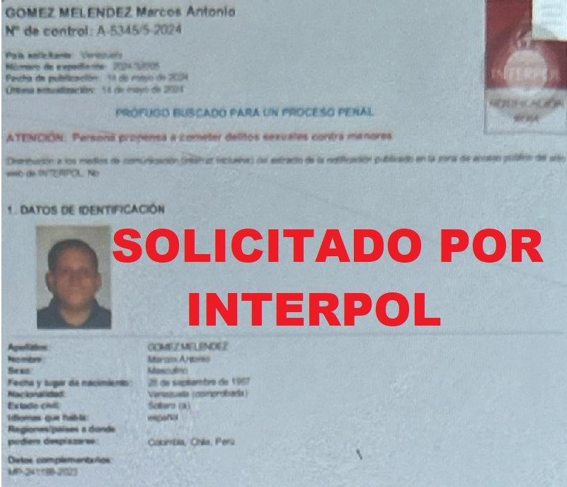 Emiten orden de captura por Interpol al acusado por abuso sexual contra menor en Barquisimeto