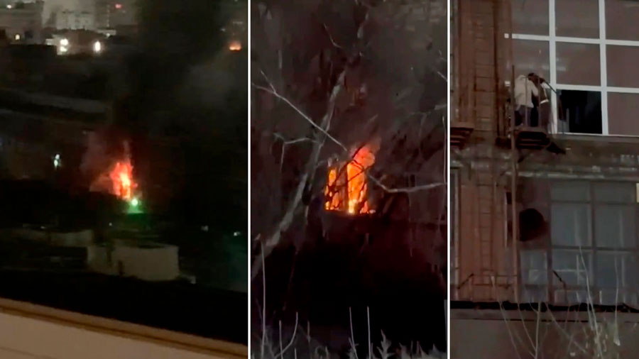 Rescatan a 80 personas atrapadas en un gran incendio en Moscú