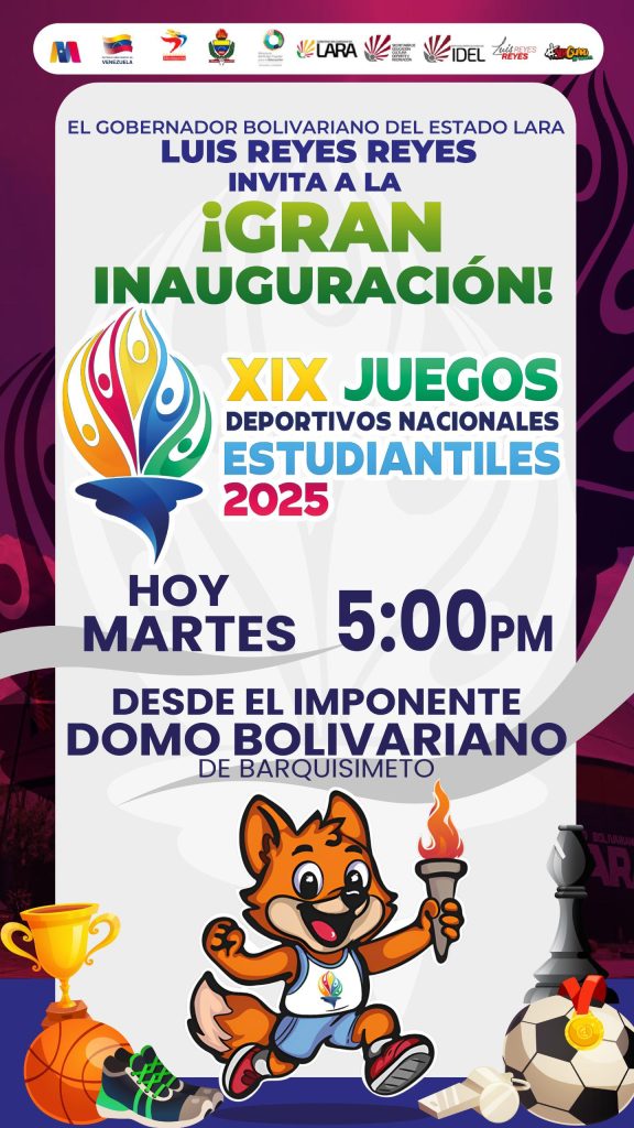 Barquisimeto se viste de gala en la inauguración de los XIX Juegos Deportivos Nacionales Estudiantiles 2025