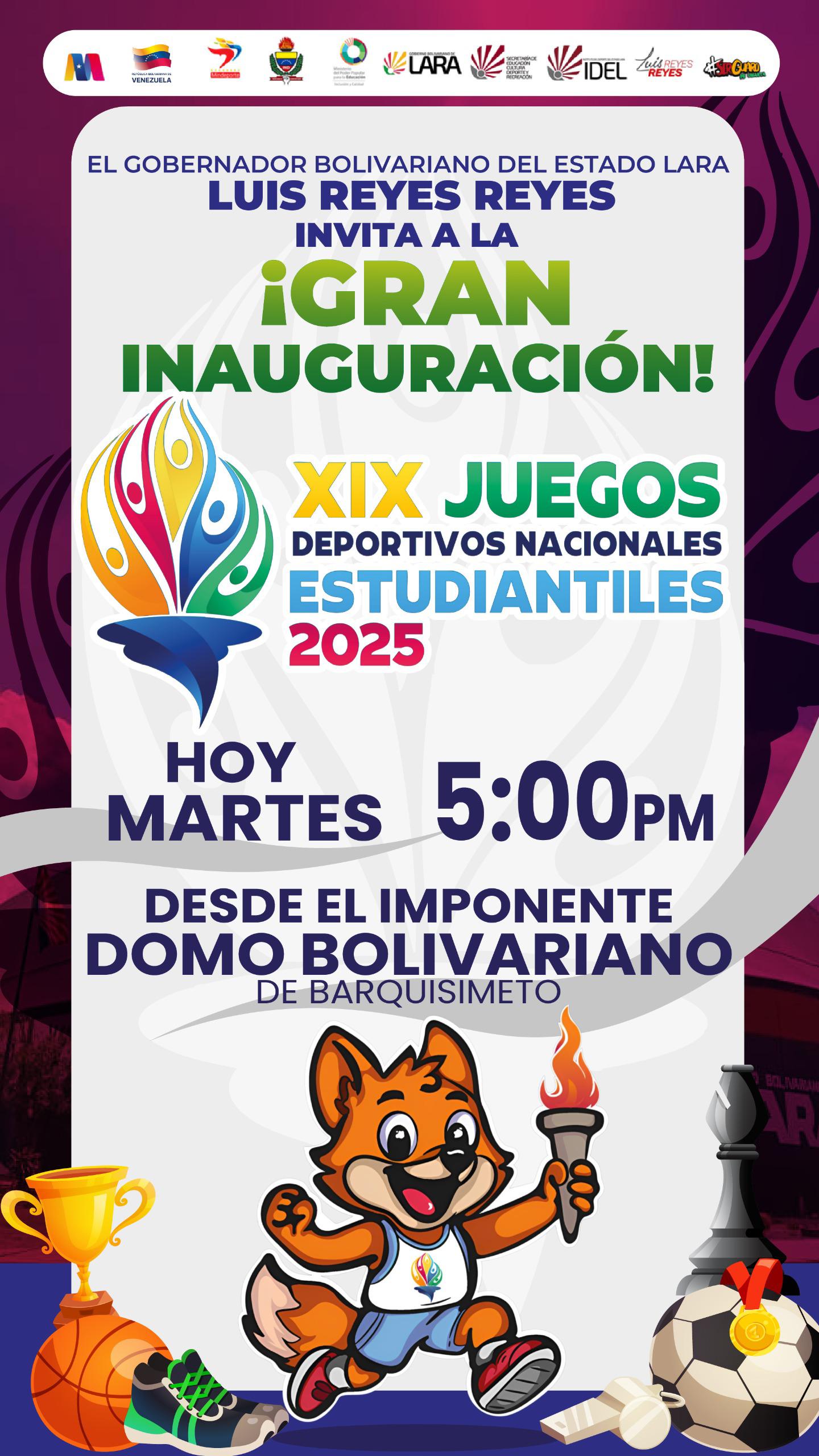Barquisimeto se viste de gala en la inauguración de los XIX Juegos Deportivos Nacionales Estudiantiles 2025