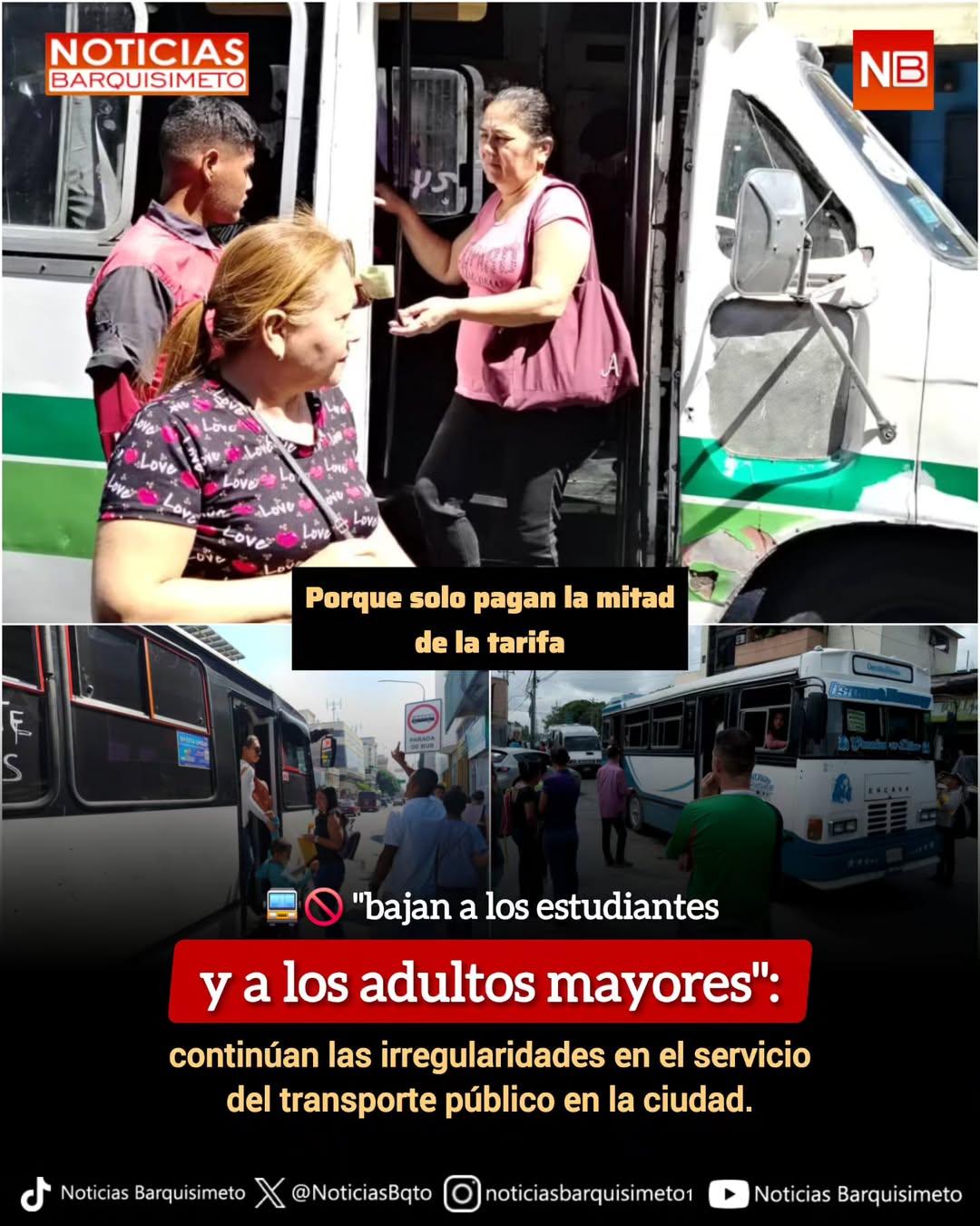 ¡Infame atropello! Transportistas expulsan a la tercera edad y alumnos de las busetas